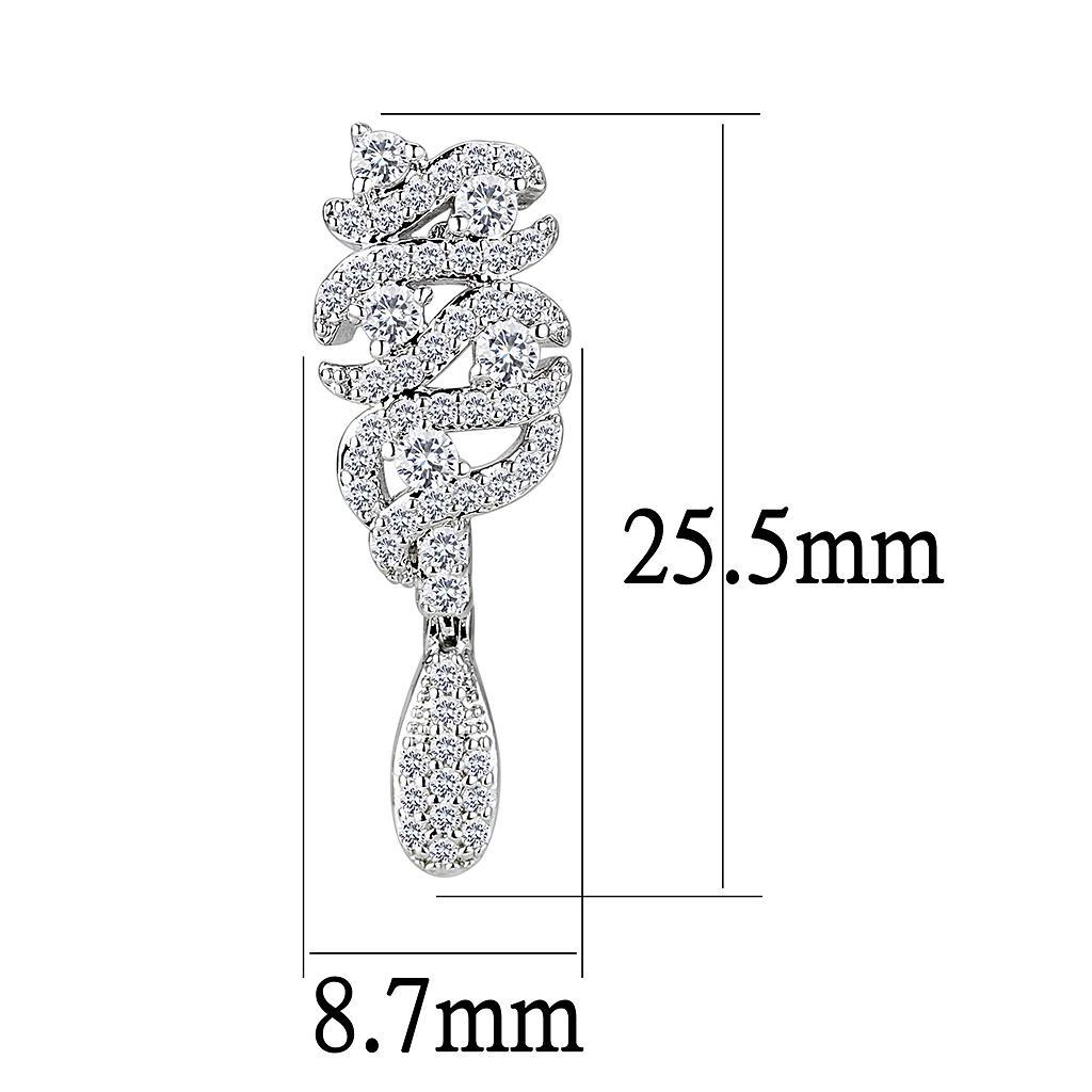 3W1413 - Rhodium Brass Jewelry Sets with AAA Grade CZ  in Clear-4