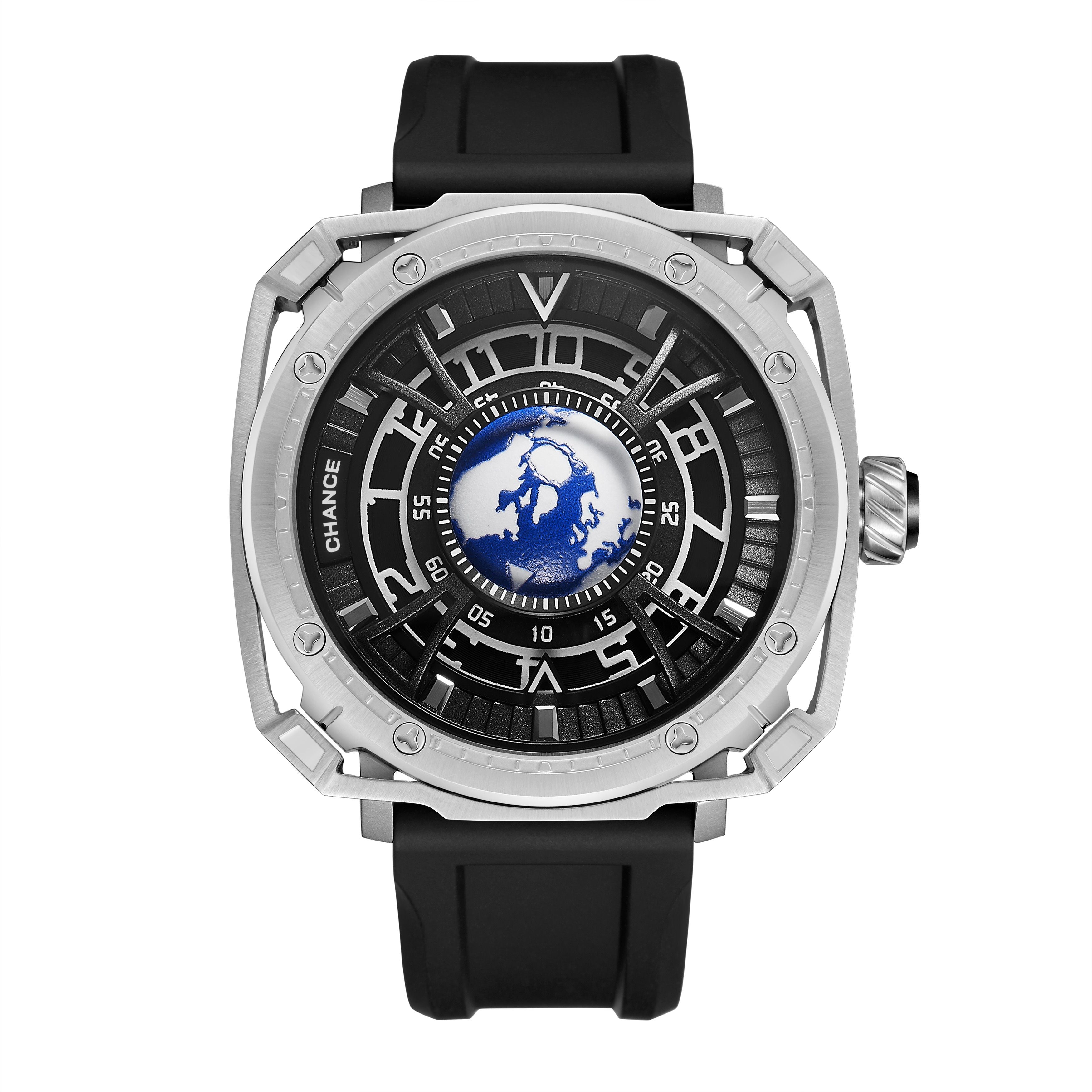 CHANCE Luxury Men Mechanical Wristwatch Automatic Watch Stainless Steel Case Sports Silicone Strap Luminous Watches Clock