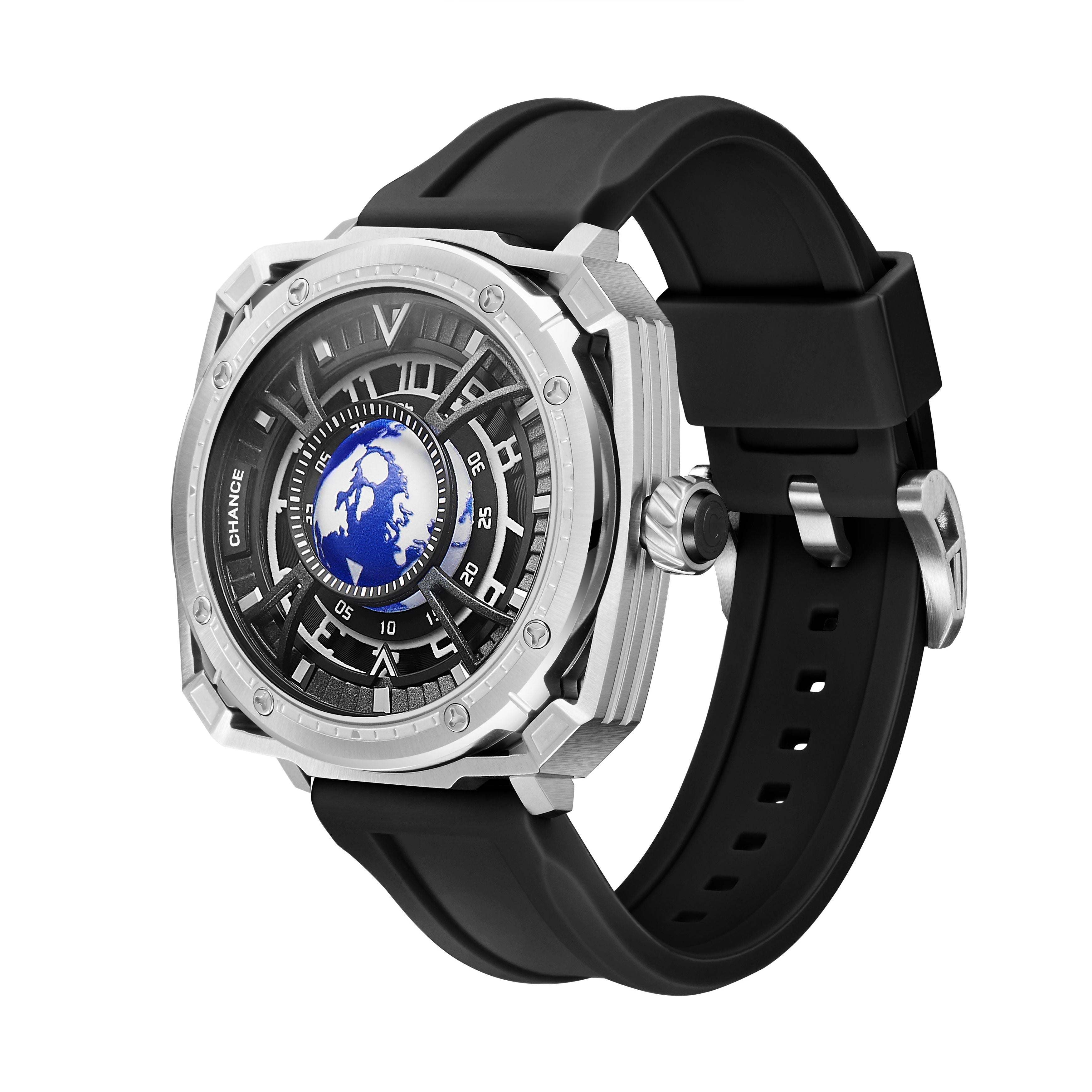 CHANCE Luxury Men Mechanical Wristwatch Automatic Watch Stainless Steel Case Sports Silicone Strap Luminous Watches Clock