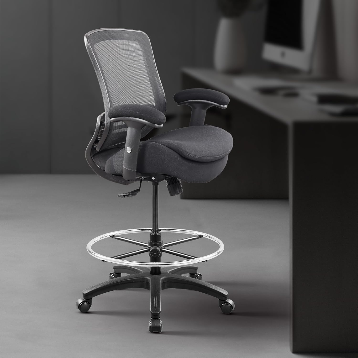 400Lbs Ergonomic Drafting Chair Adjustable Foot Ring