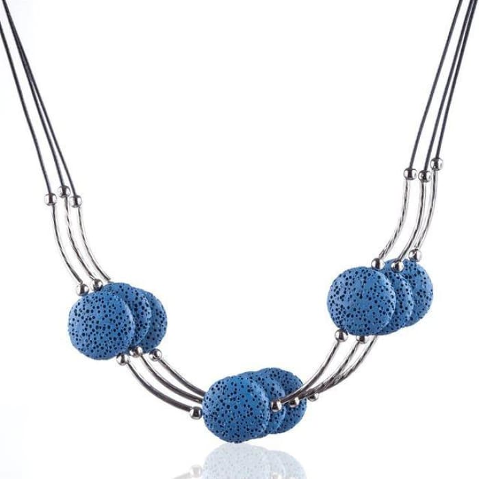 Blue 6 Lava Stone Essential Oils Necklace