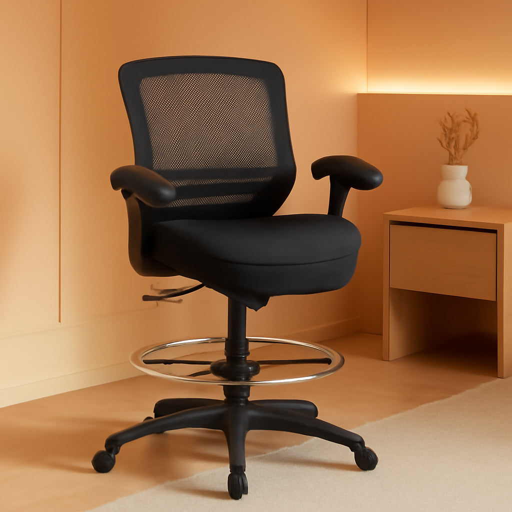 400Lbs Ergonomic Drafting Chair Adjustable Foot Ring