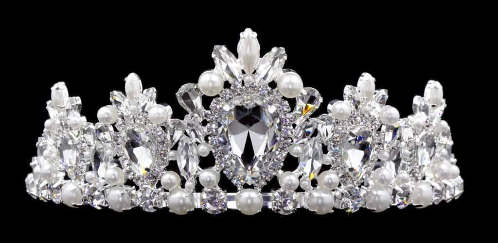 #16553 - Pearl Cluster Tiara with Combs 3" Tall